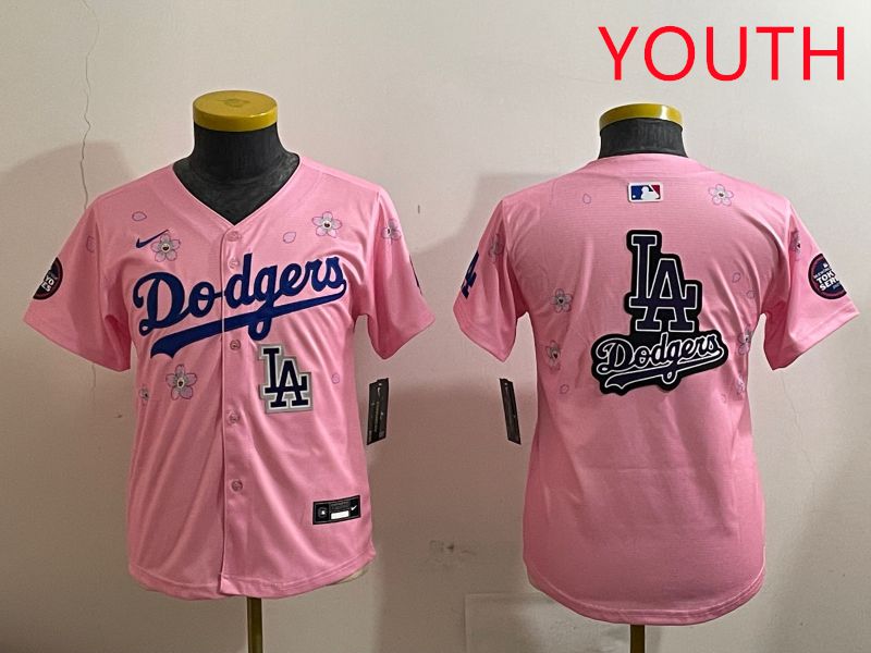 Youth Los Angeles Dodgers Blank Pink Sakura Edition 2025 Nike MLB Jersey style 24